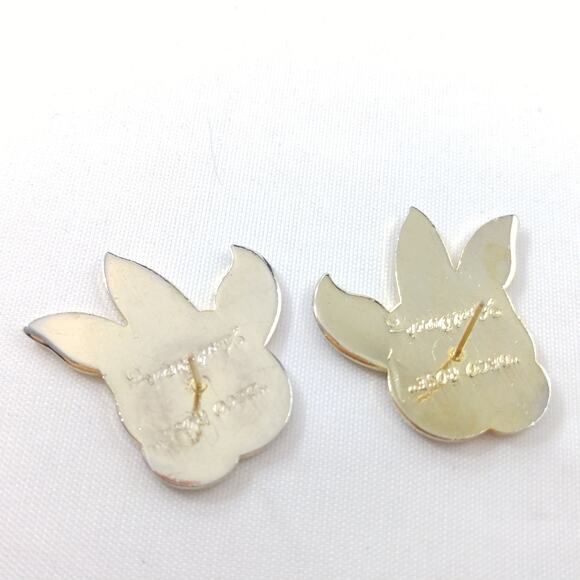 Vintage Laurel Burch Blue "Deco Rose" Post Earrings, 1980s Vintage Jewelry - Picture 3 of 10